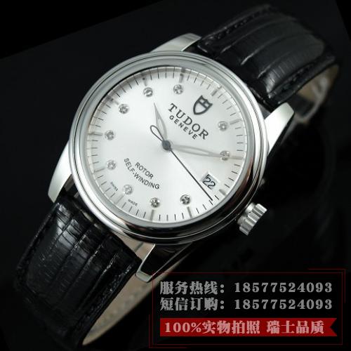 瑞士名表 帝舵骏珏系列 真皮表带三针钻石刻度全自动机械男表 瑞士机芯 香港组装手表