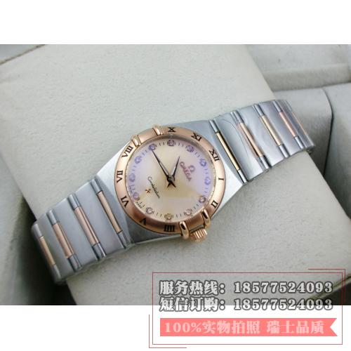 欧米茄星座系列女士手表 包18K玫瑰金钢带罗马外壳两针瑞士石英女表