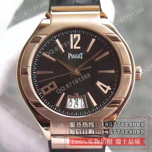 伯爵Piaget Polo系列腕表 18K玫瑰金 黑面 男士多功能自动机械手表