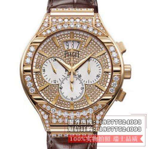 伯爵Piaget Polo系列G0A33039 腕表18K玫瑰金 全镶钻 男士多功能自动机械手表