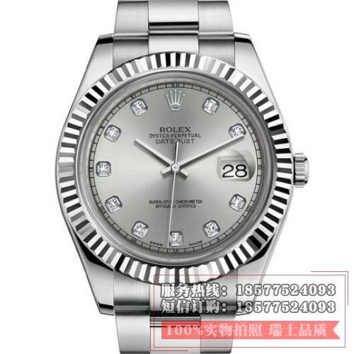 Rolex 劳力士 Datejust 日志型系列116334-0007白金钢银面罗马字钻标男表 香港组装 
