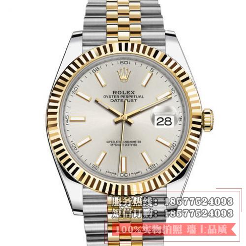 Rolex 劳力士 Datejust 日志型41系列126333-0002黄金钢牙圈银面男表 18K包金 香港组装 