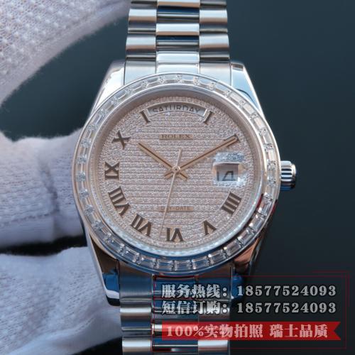 Rolex 劳力士 星期日历型系列218399 满天星 罗马刻度 镶钻 男士自动上链机械表 香港组装 品质