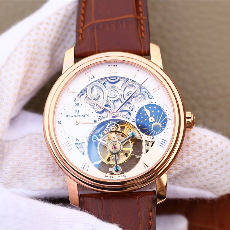 高仿宝珀手表 精仿复刻宝珀巨匠系列00235-3631-55B玫瑰金陀飞轮腕表 男士机械表
