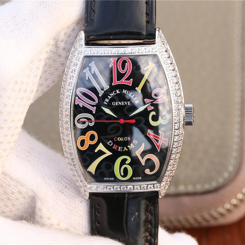 法兰克穆勒 精仿 精仿复刻法兰克穆勒18k铂金镶钻腕表 女士机械手表