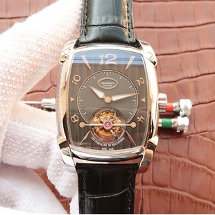 帕玛强尼(Parmigiani Fleurier)KALPA GRANDE系列 真陀飞轮腕表 白钢黑盘 男士手动机械表手表