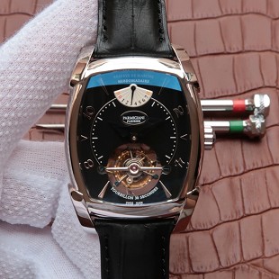 帕玛强尼(Parmigiani Fleurier)KALPA系列 真陀飞轮腕表 白钢黑盘 男士手动机械表手表