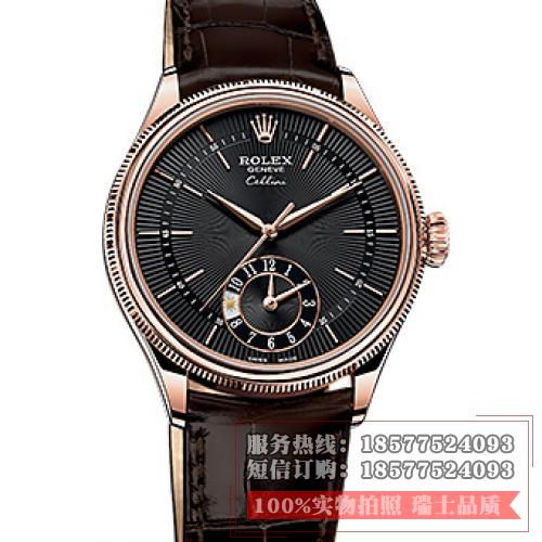 劳力士(ROLEX)切利尼系列50525黑盘棕带 18K玫瑰金（8种款式） 男士自动机械表手表