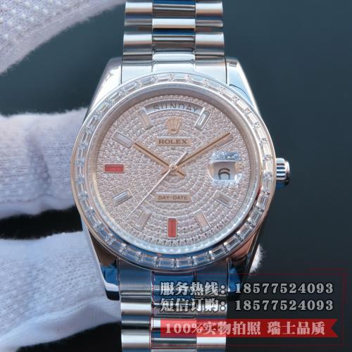 Rolex 劳力士 星期日历型系列218399 满天星 条丁刻度 镶钻 男士自动上链机械表 香港组装 品质