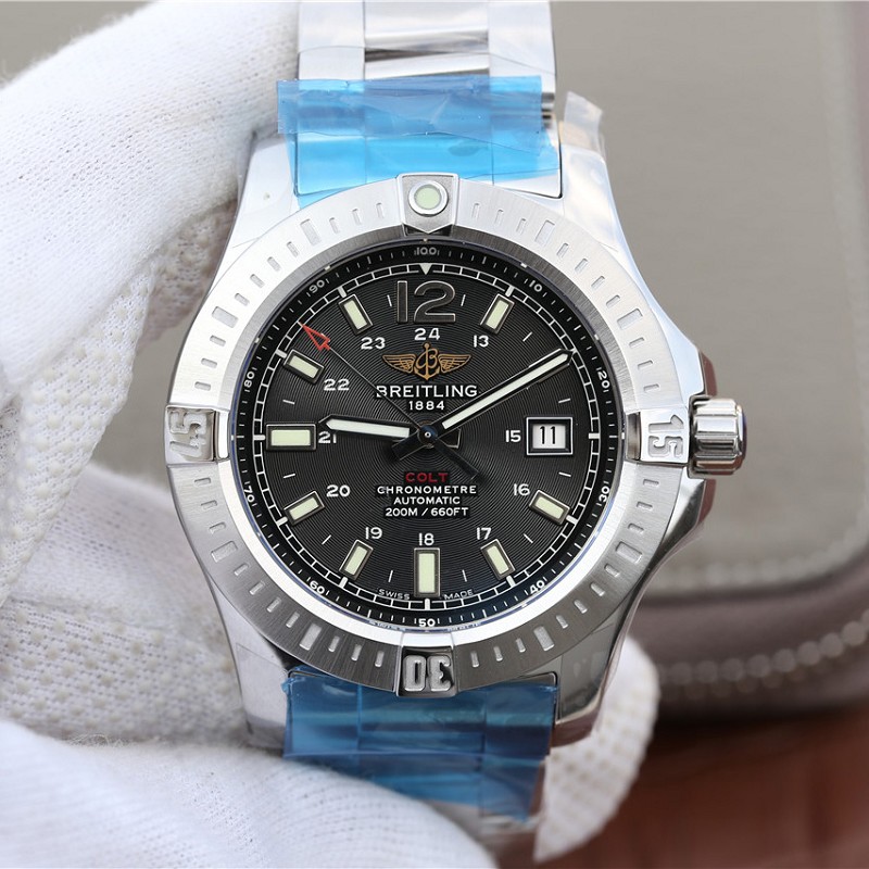 GF百年灵高仿手表价格 GF厂高仿百年灵挑战者系列A7438811黑面 男士手表